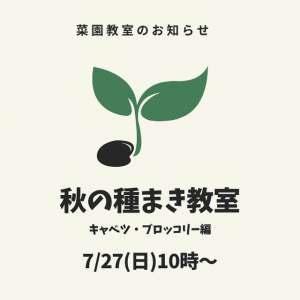 7/27(日)菜園教室のお知らせ🌱