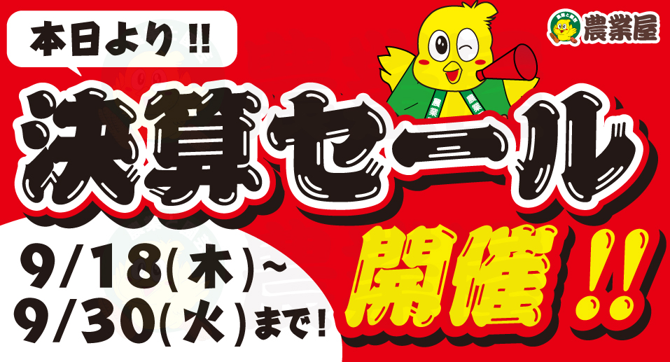 本日より！決算大セール開催！