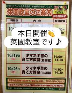 本日の菜園教室のお知らせです🎵
