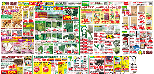 秋バレイショ種続々入荷中！秋野菜苗、用土・肥料、菜園資材、草刈機、噴霧器、発電機、土農具、収穫資材など